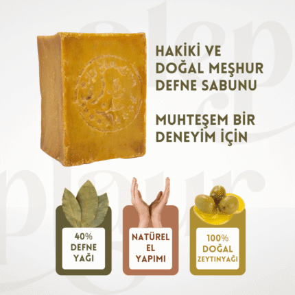 Natural Olive Oil + 40% Laurel Oil Handmade Aleppo Soap - La Maison D'Alep (190 Gr)